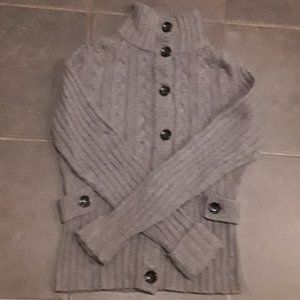 BR Cashmere Blend Grey Cable-Knit Cardigan XS